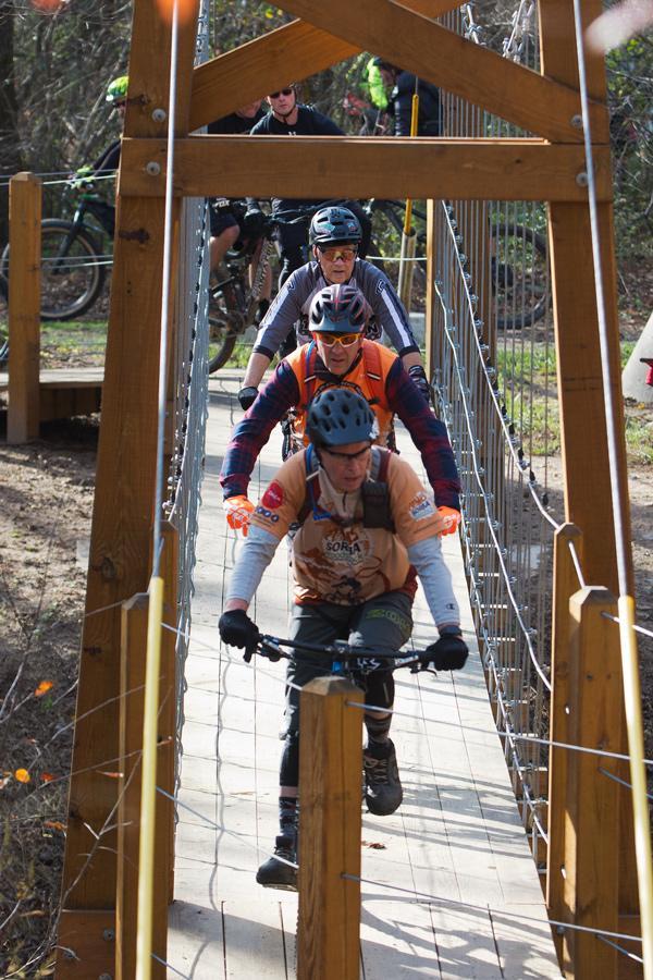 Cantilever Swinging Bridge at Cub Creek Park with Riders