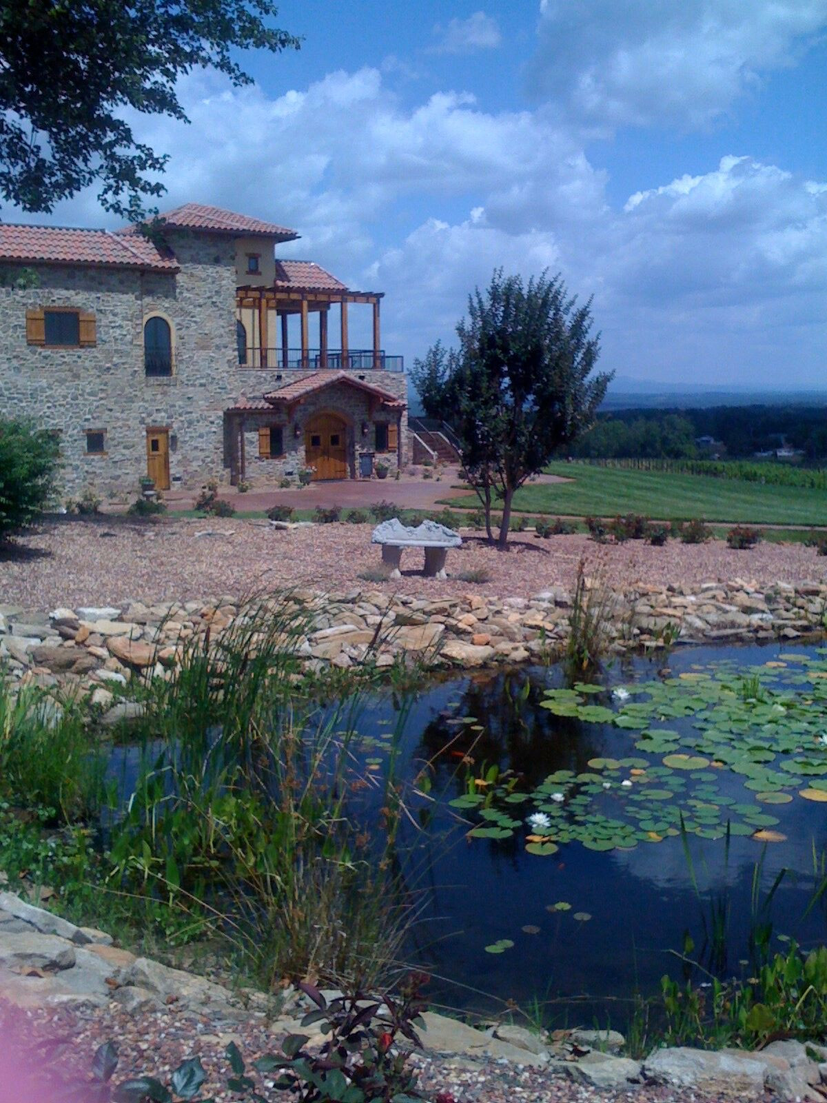 Pond and Stone Building