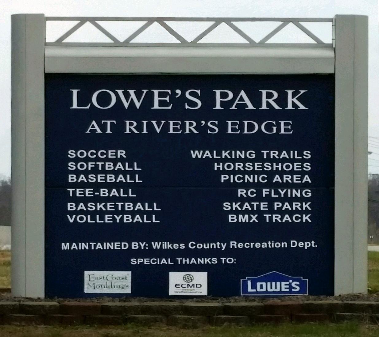 Lowe's Park at River's Edge Sign