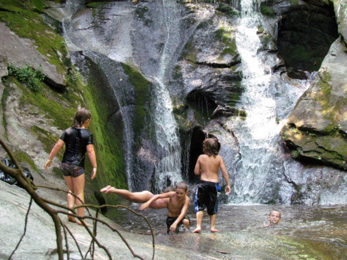 Stone Mountain - Kids in Waterfall